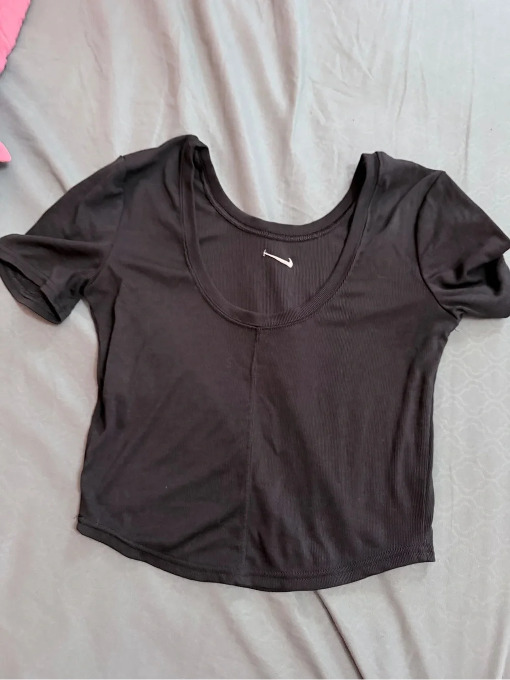 Nike Black Scoop Neck Crop Top with White Swoosh